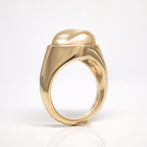14K Yellow Gold Golden Keshi Pearl Ring