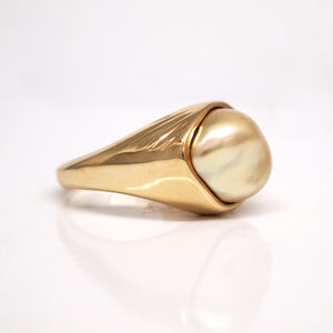 14K Yellow Gold Golden Keshi Pearl Ring