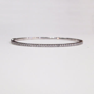 14K White Gold Diamond Bangle Bracelet