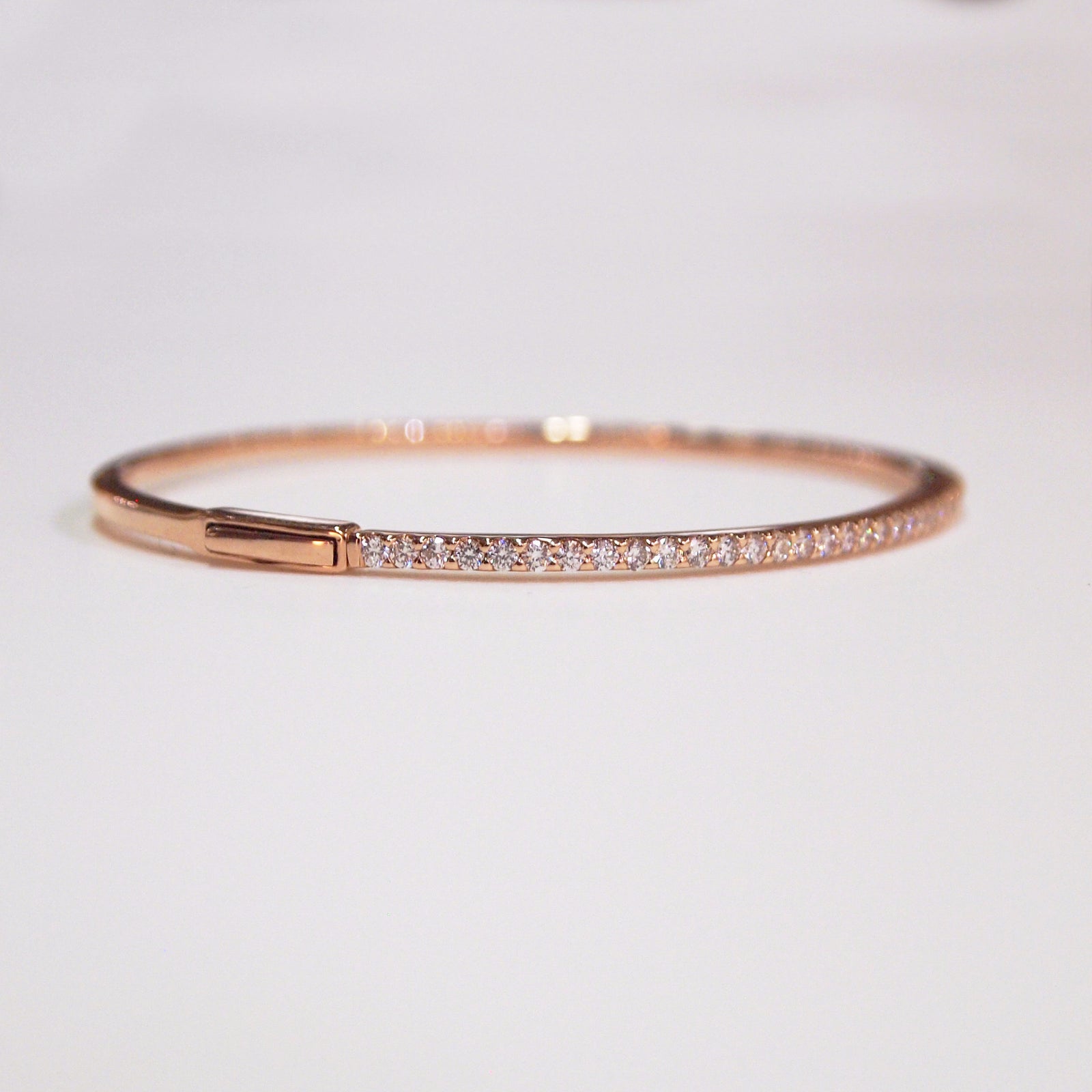 14K Rose Gold Diamond Bangle Bracelet