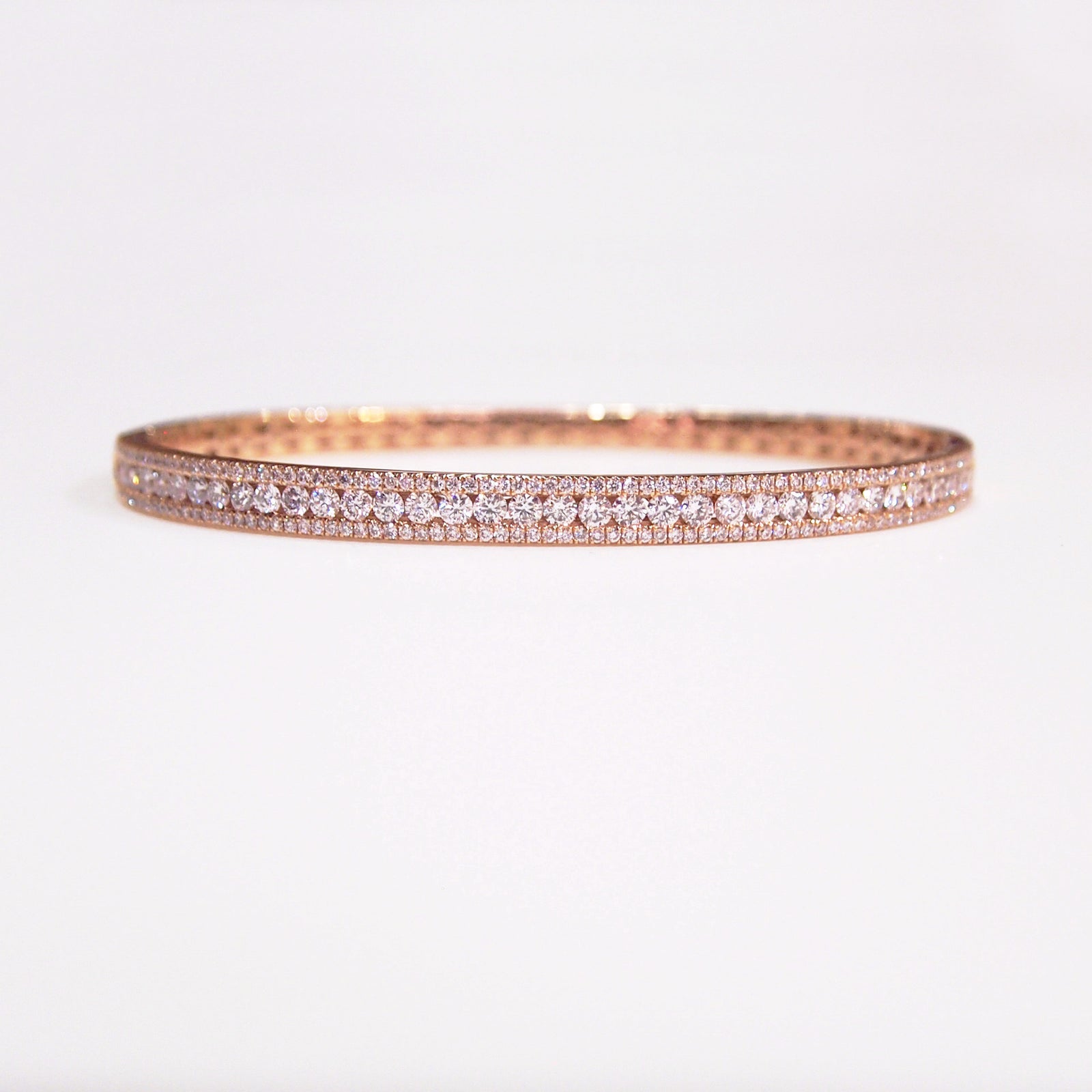 14K Rose Gold Diamond Bangle Bracelet