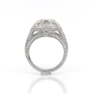 Platinum Art Deco Asscher Diamond Engagement Ring