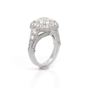 Platinum Art Deco Asscher Diamond Engagement Ring