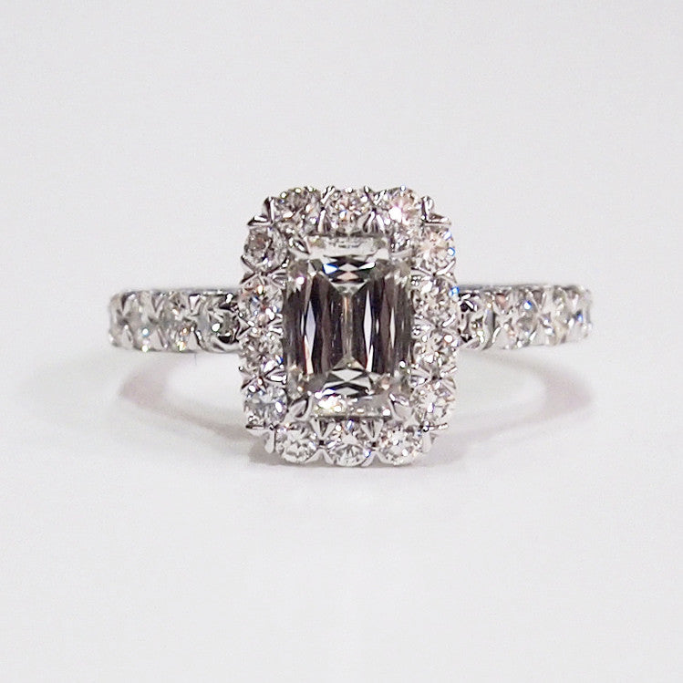 Christopher Designs Emerald Crisscut 18K White Gold Engagement Ring