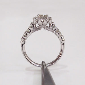 Christopher Designs Emerald Crisscut 18K White Gold Engagement Ring