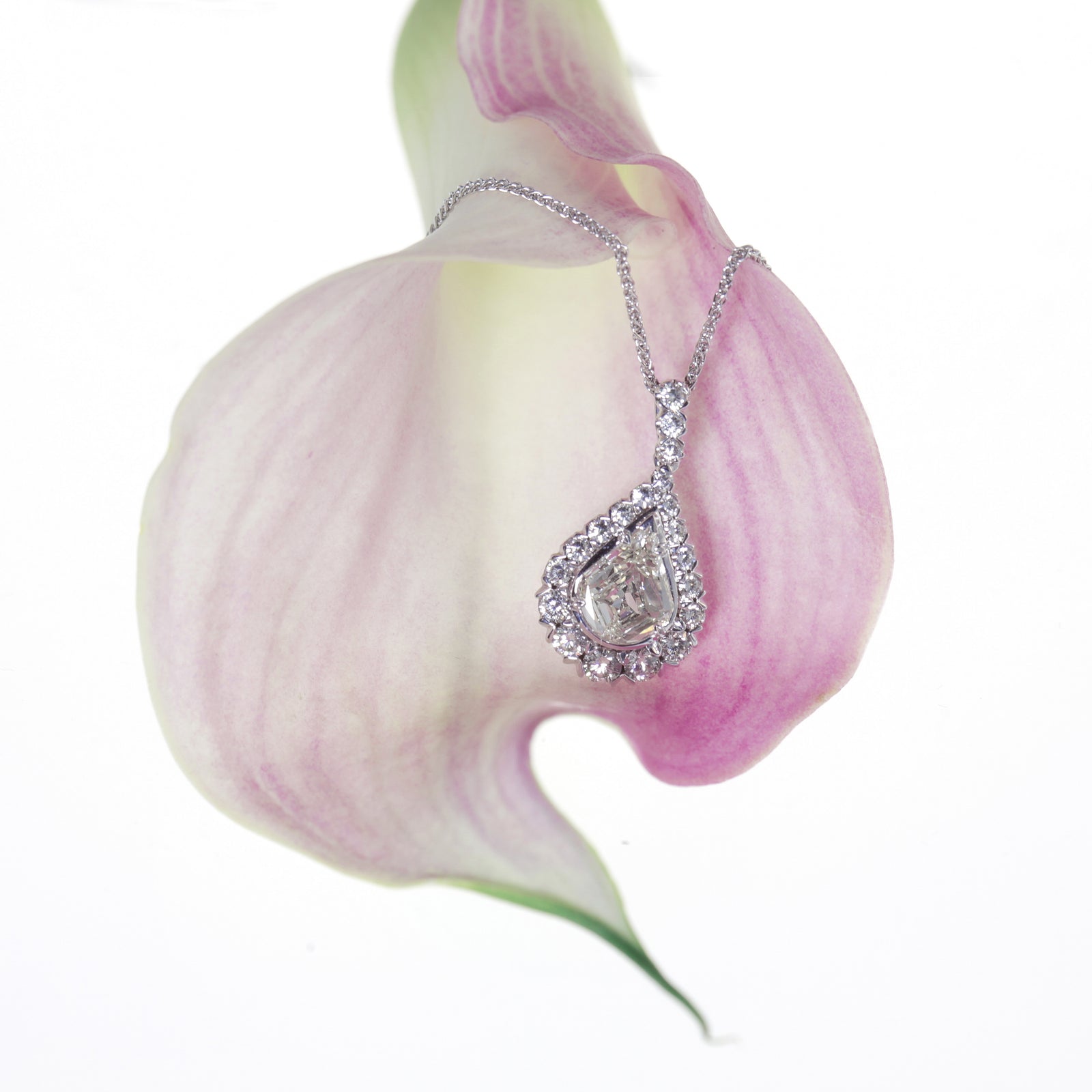 Christopher Designs 18K White Gold Pear Shaped Diamond Pendant