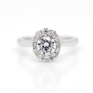 Platinum Oval Halo Diamond Engagement Ring