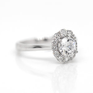 Platinum Oval Halo Diamond Engagement Ring