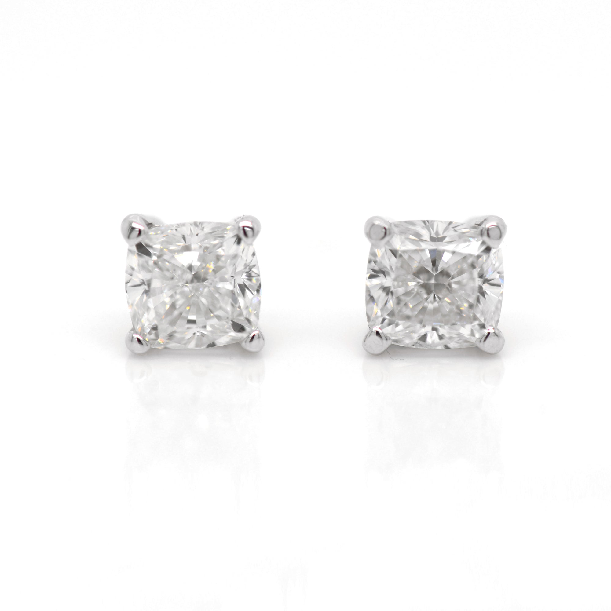 Lazare Kaplan 14K White Gold Cushion Diamond Earring Studs