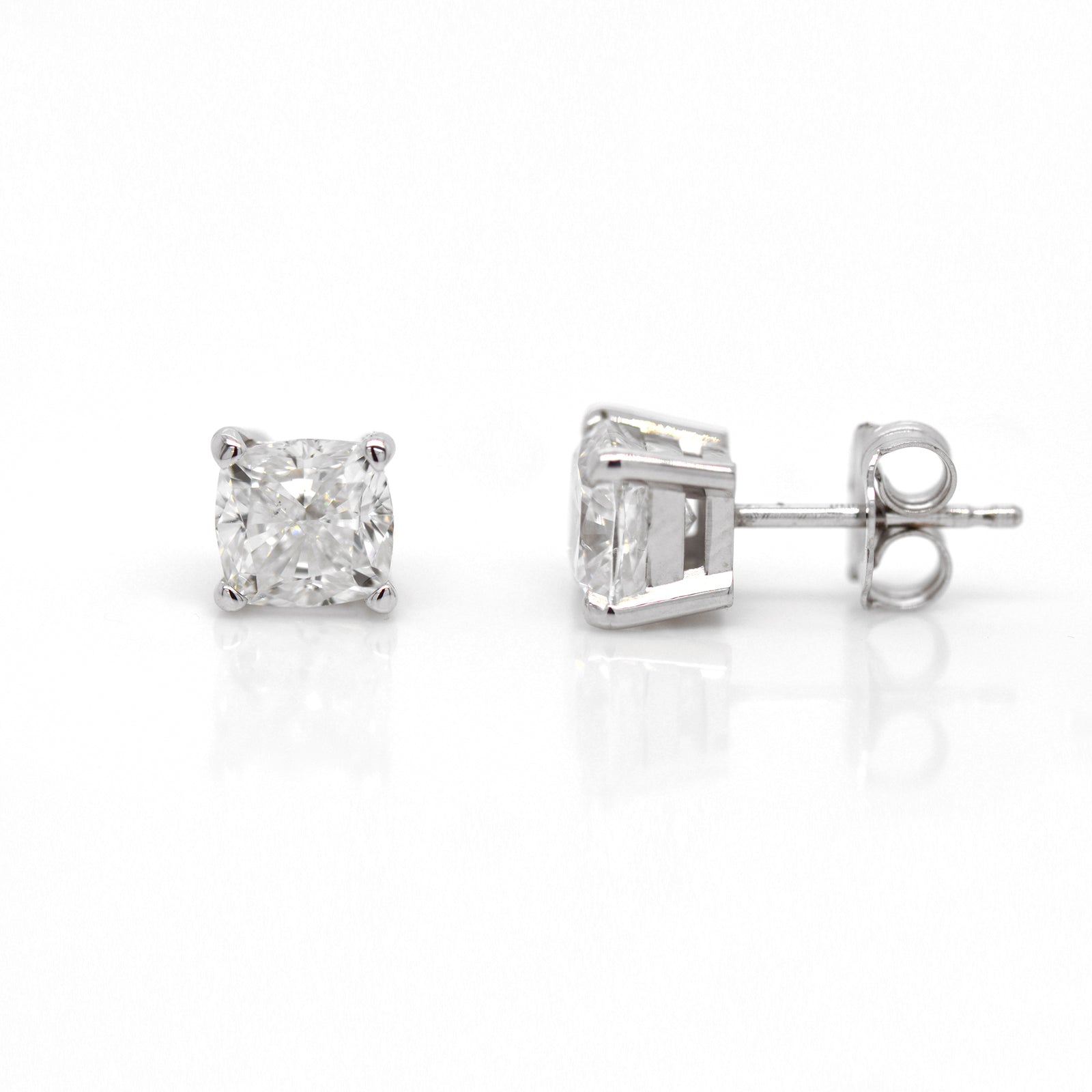 Lazare Kaplan 14K White Gold Cushion Diamond Earring Studs
