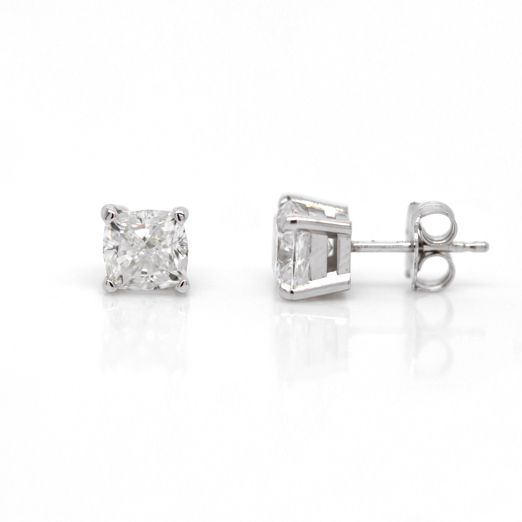 Lazare Kaplan 14K White Gold Cushion Diamond Earring Studs