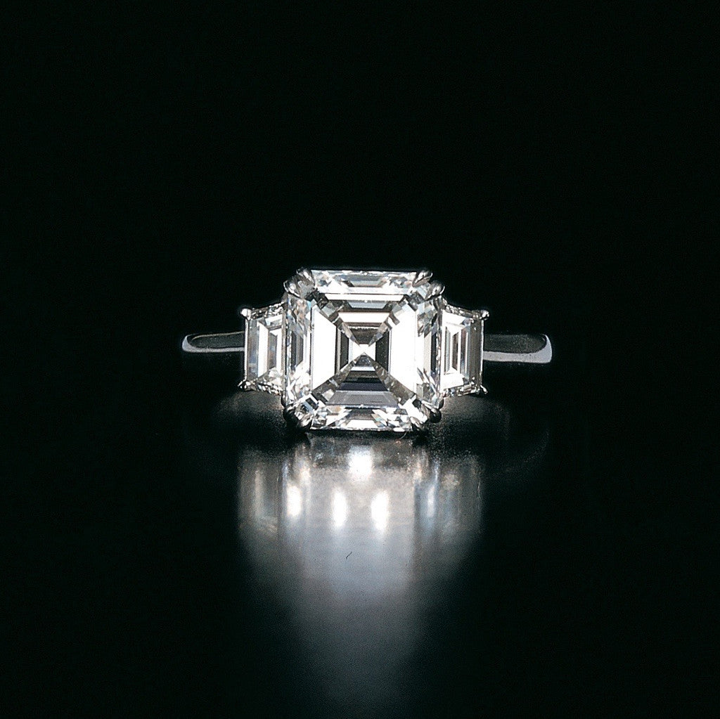 Daniel K platinum three stone diamond engagement ring