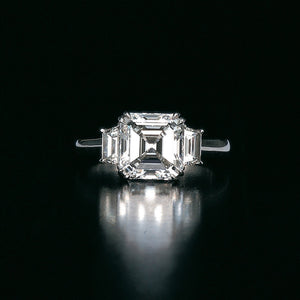 Daniel K platinum three stone diamond engagement ring