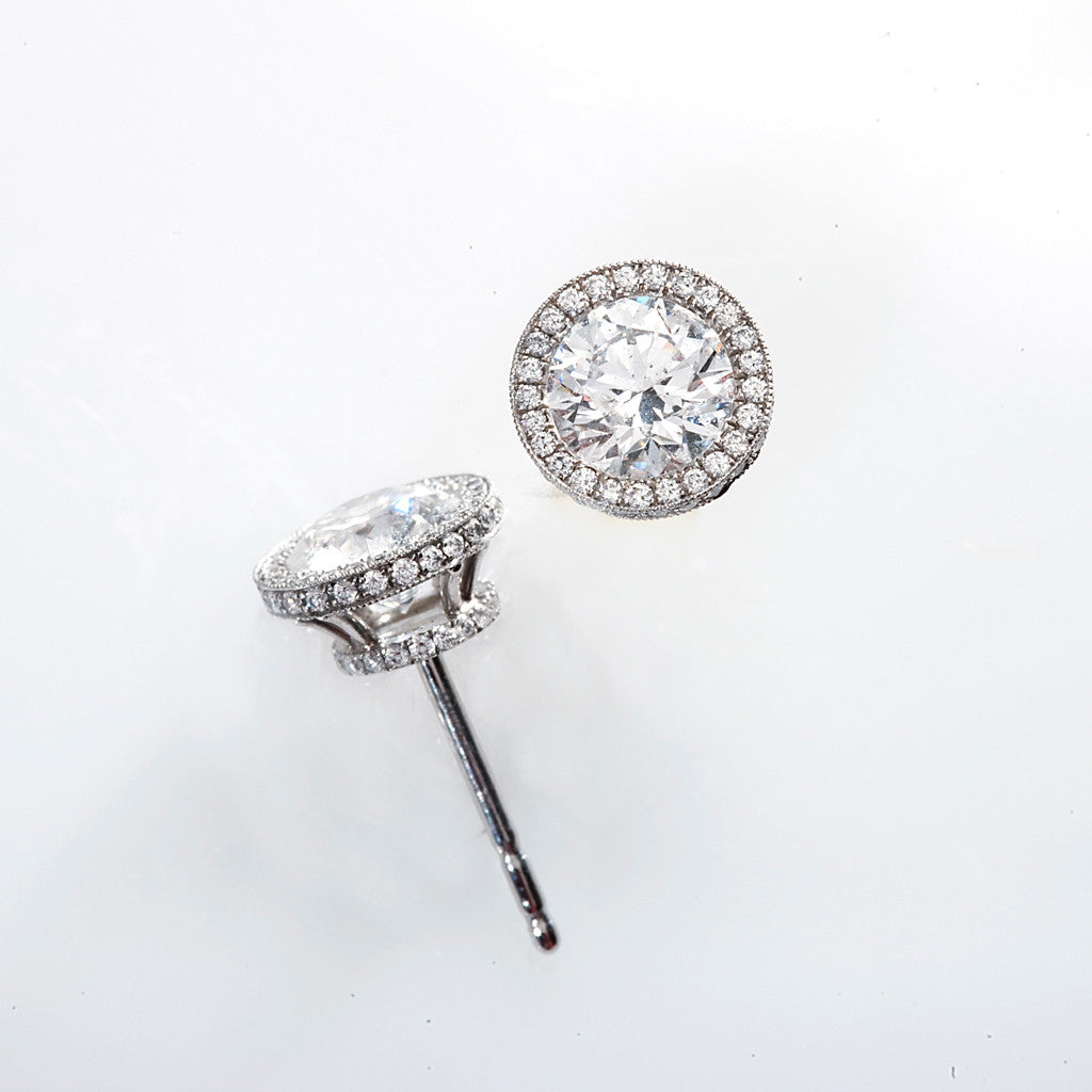 Daniel K platinum empress round diamond earrings