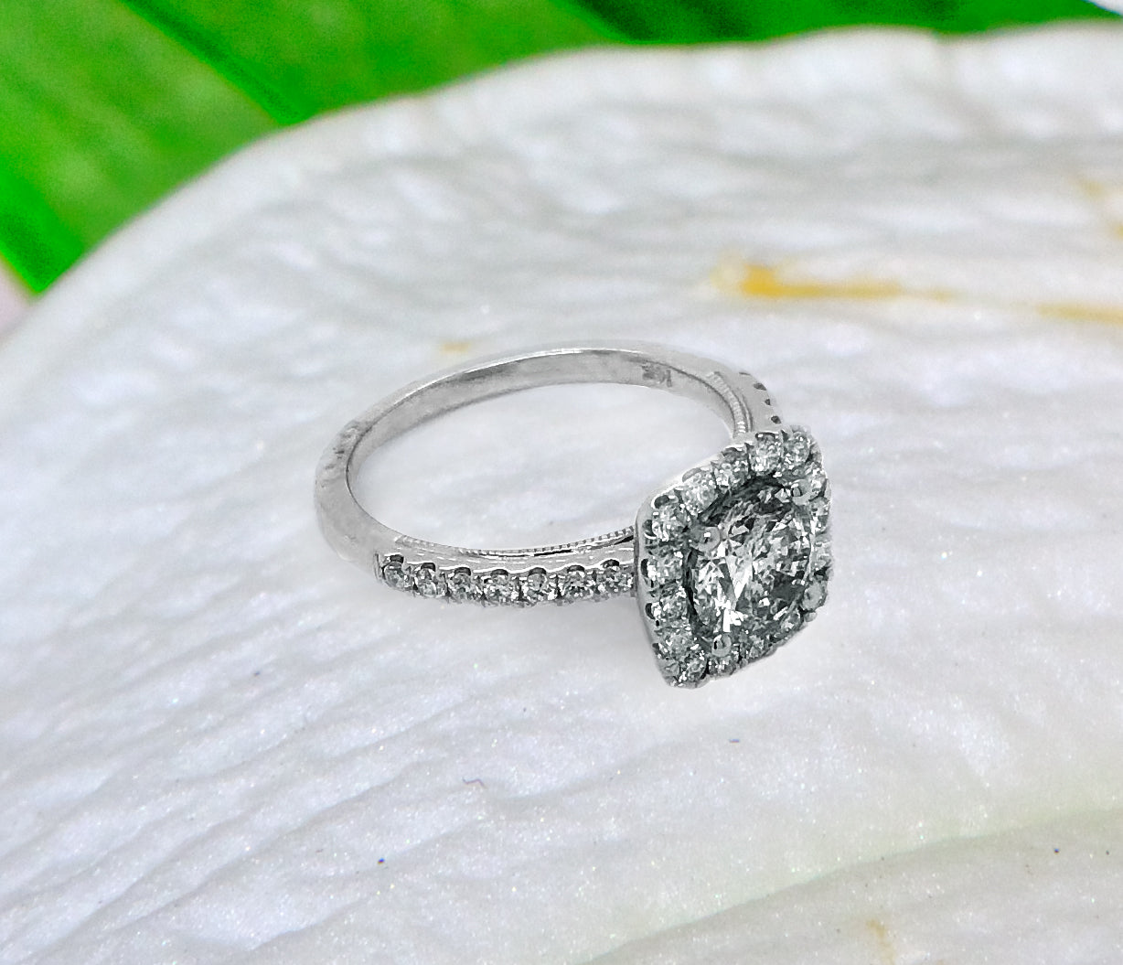 14K White Gold 1.17ct Round Diamond Engagement Ring