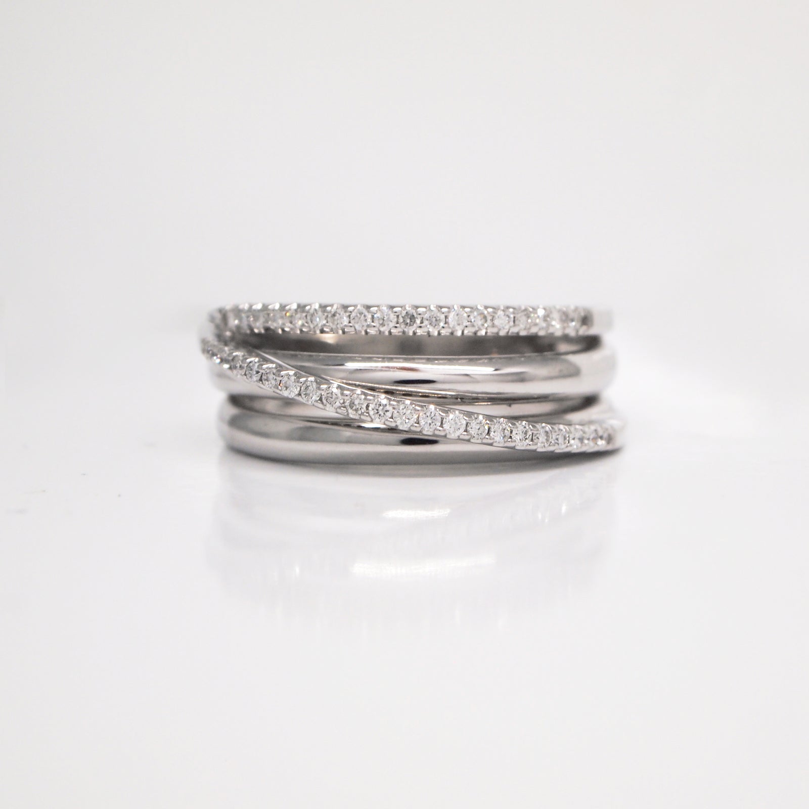 14K White Gold Diamond Twist Band