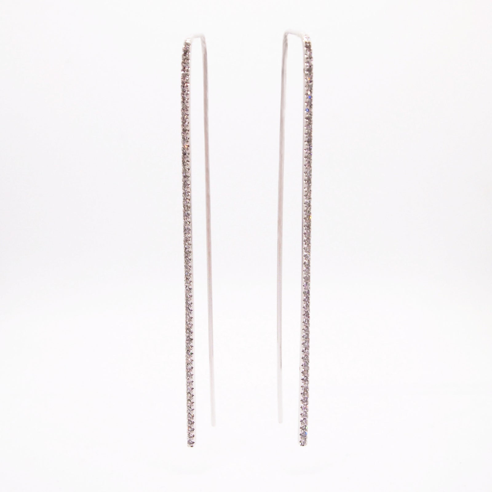14K White Gold Diamond Stiletto Earrings