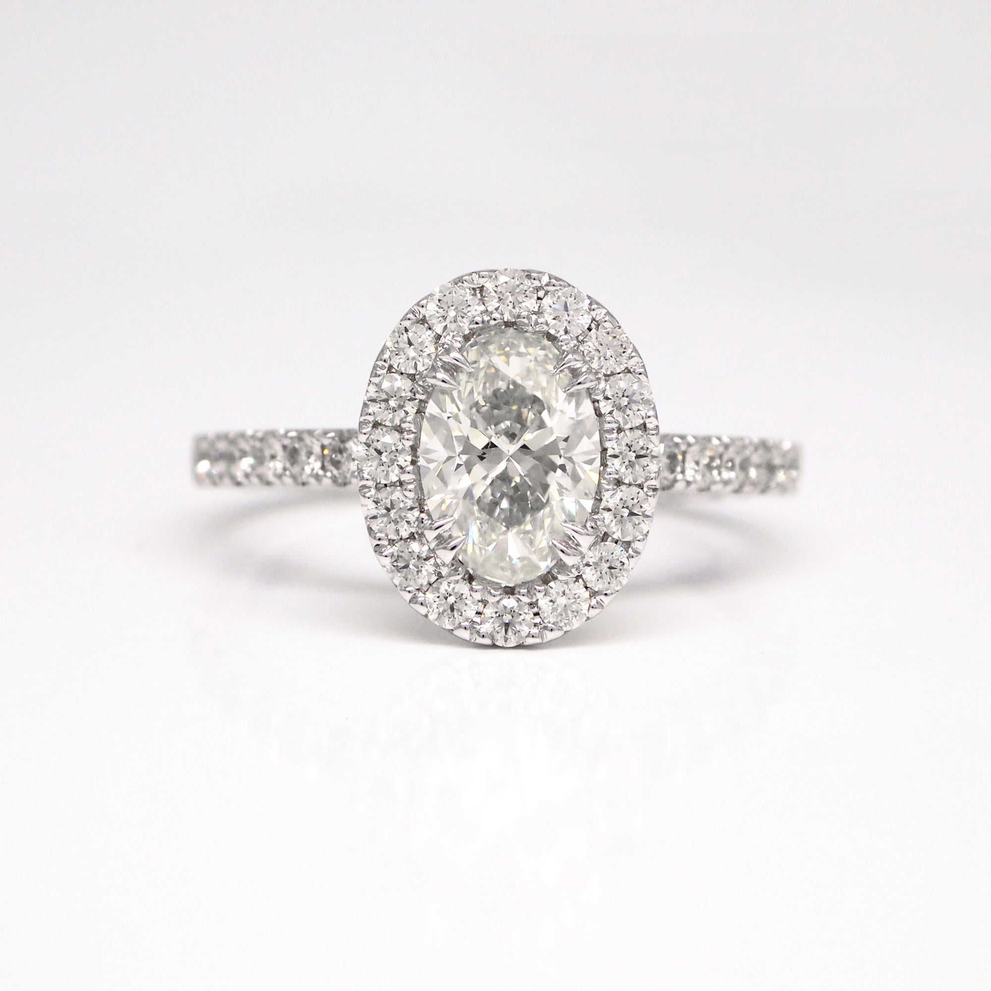 14K Oval Diamond Engagement Ring With Halo