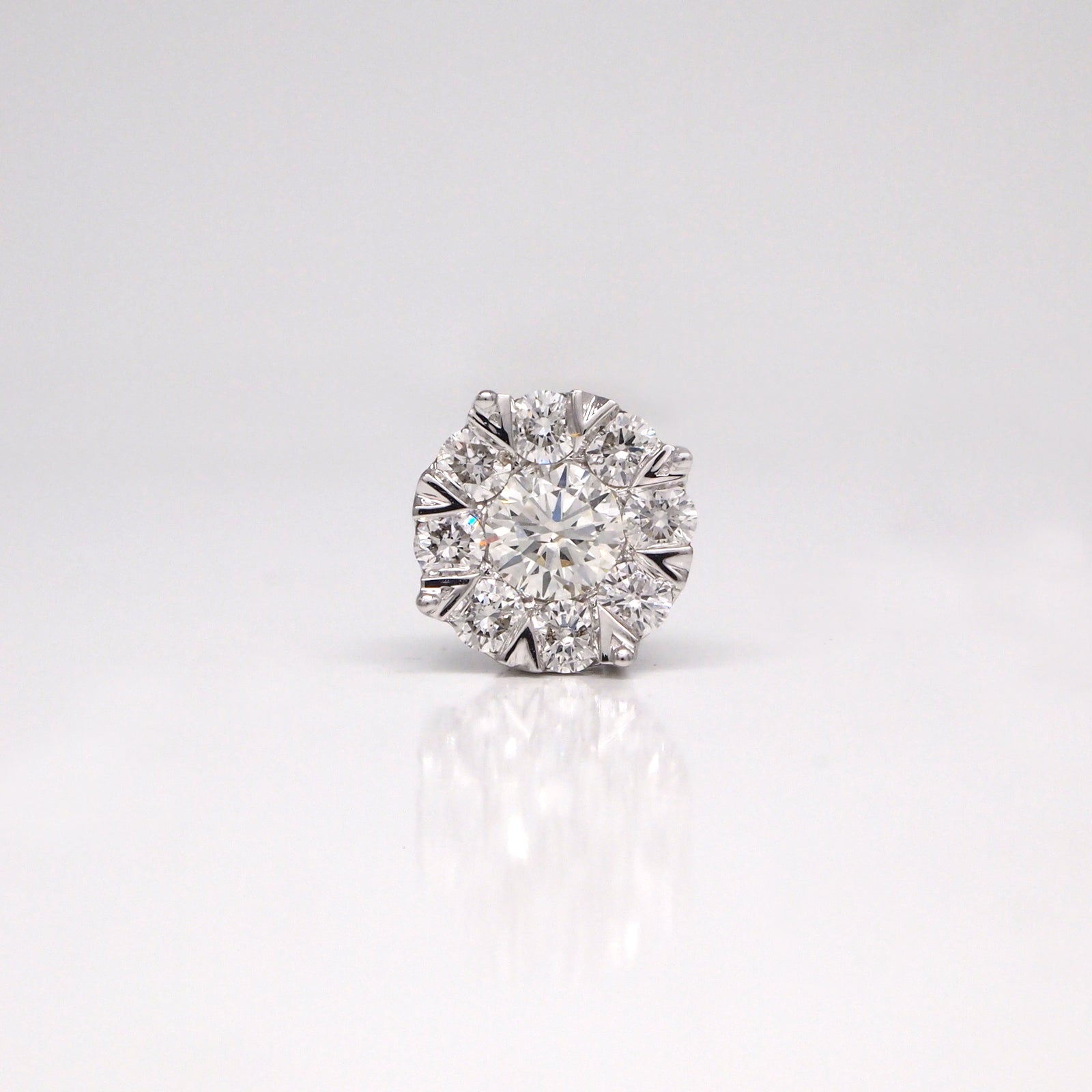 14K White Gold Invisible-Set Diamond Cluster Pendant