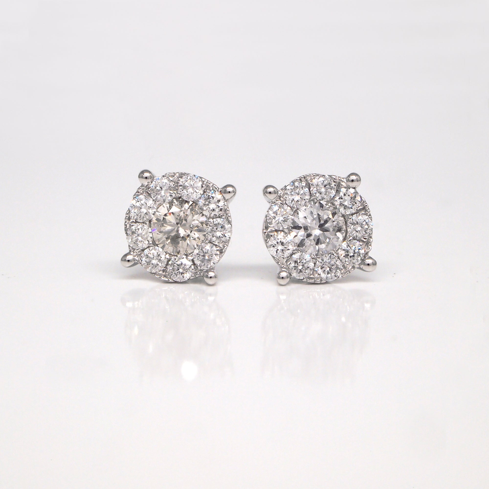 14K White Gold Invisible-Set Diamond Stud Earrings