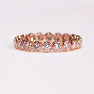 18K Rose Gold Eternity Bezel-Set Diamond Wedding Band