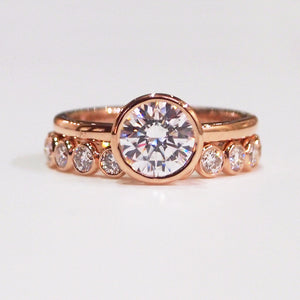 18K Rose Gold Eternity Bezel-Set Diamond Wedding Band