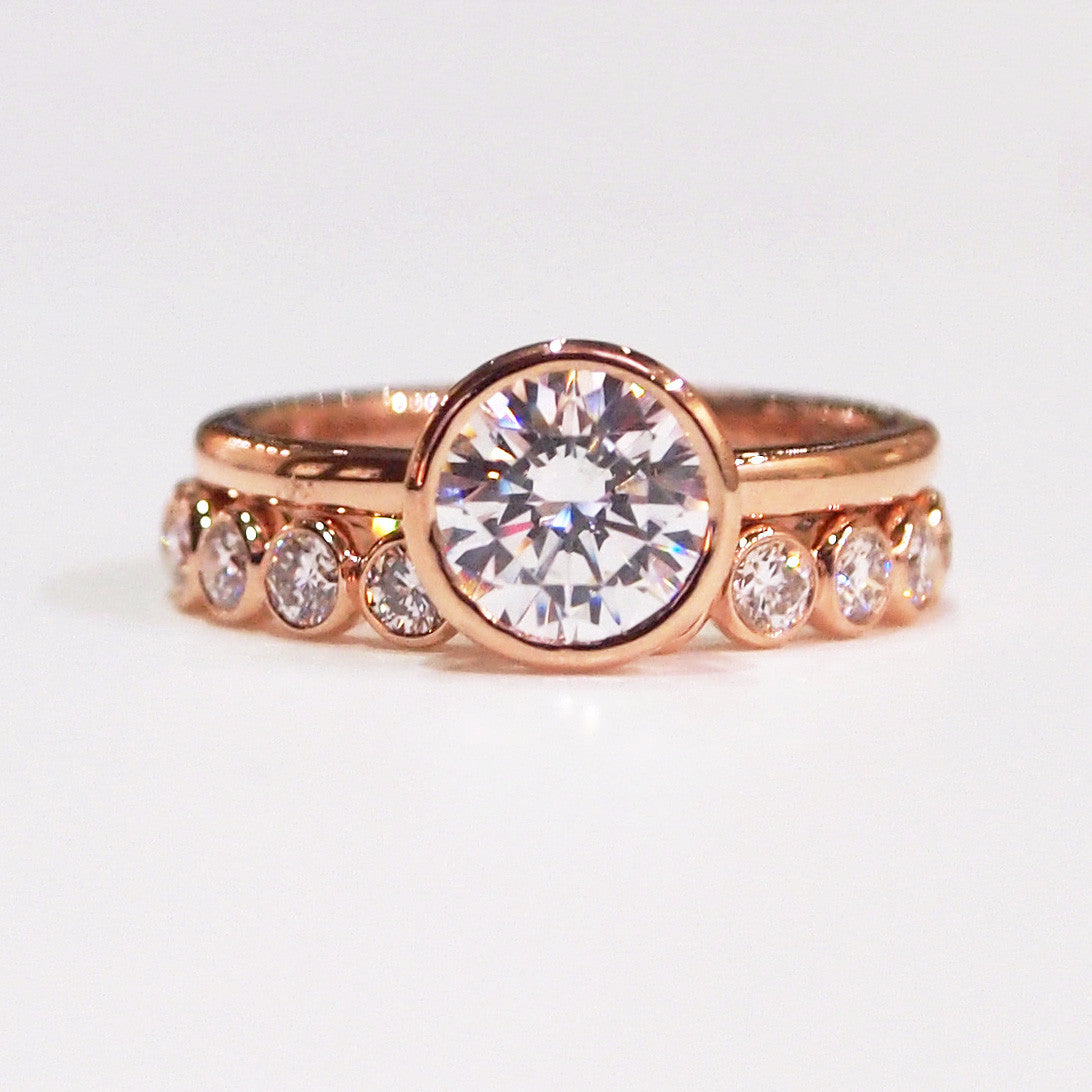 18K Rose Gold Bezel Diamond Engagement Ring | Judith Arnell - Judith ...