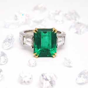 Custom Designed Emerald And Diamond Ring