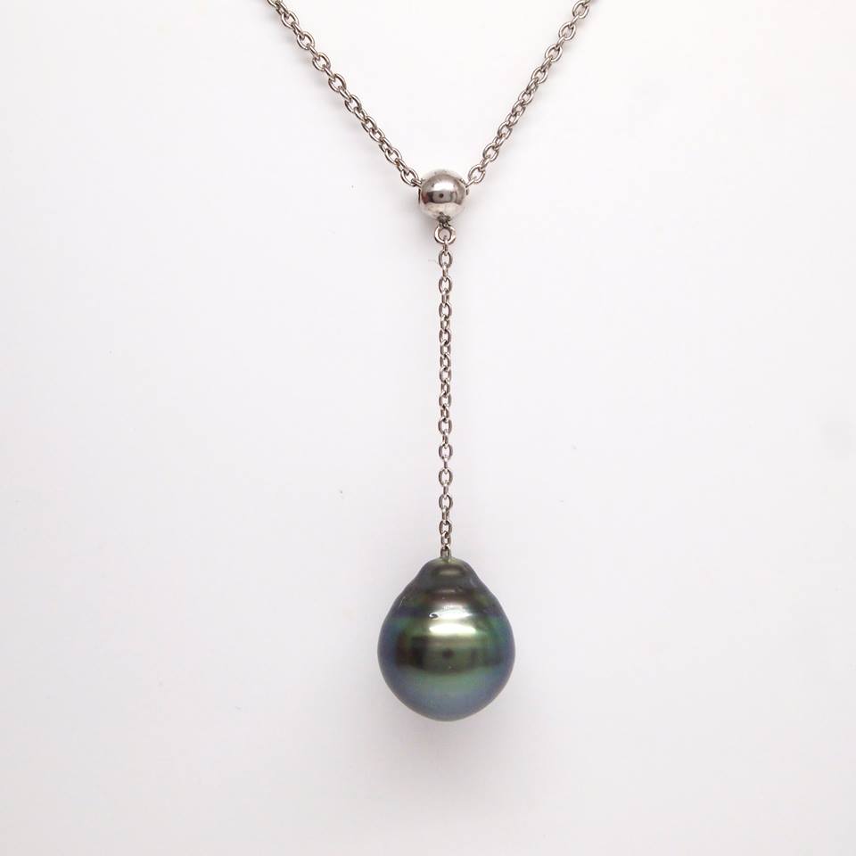 Sterling Silver Tahitian Pearl Y Necklace
