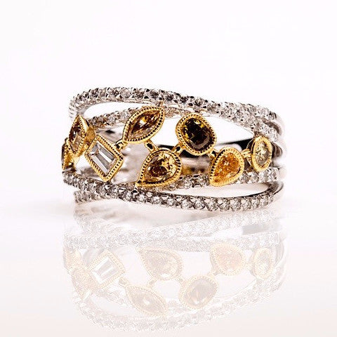 18K White Gold Fancy And White Diamond Ring