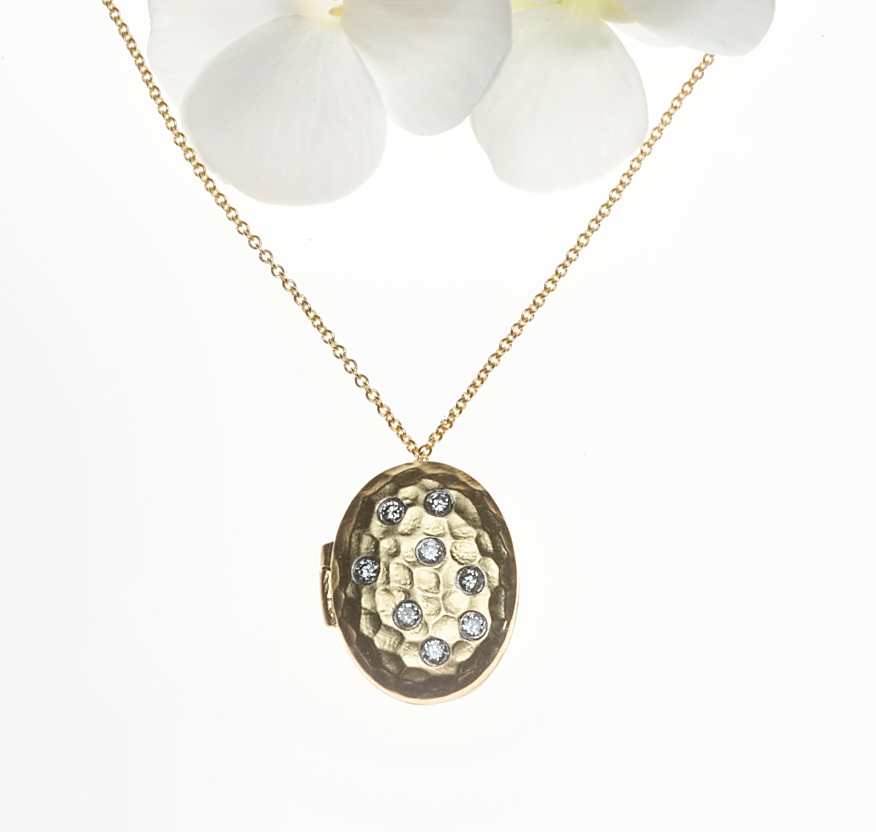 14K Yellow Gold Diamond Locket Necklace