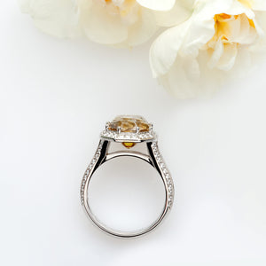 Platinum Fancy Color Octagonal Diamond Engagement Ring