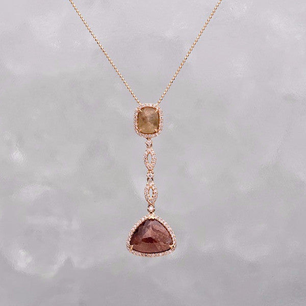 18K Yellow Gold Rough Cut Opaque Diamond Pendant