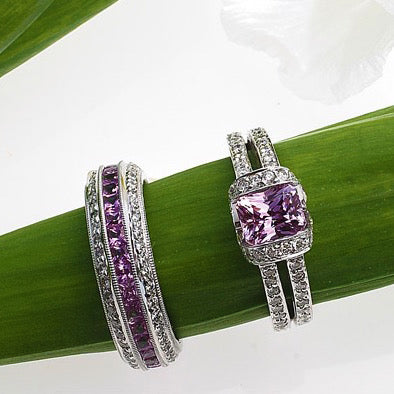 Platinum Pink Sapphire And Diamond Eternity Band