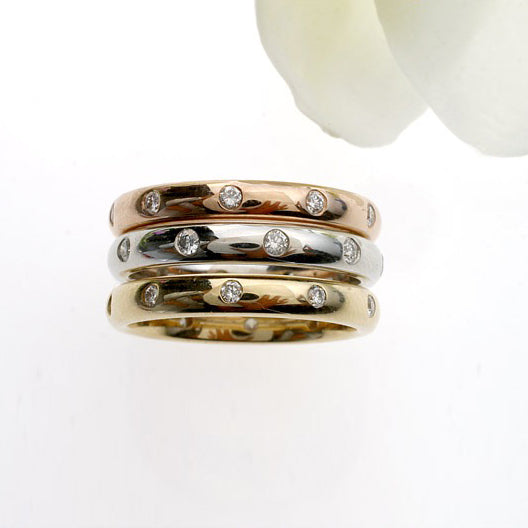 14K Gold Flush-Set Diamond Wedding Band