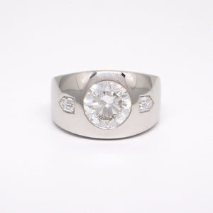 Custom designed men's ring using a family diamond.
