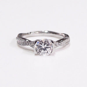 Lazare Kaplan 18K White Gold Half-Bezel Diamond "Twist" Engagement Ring