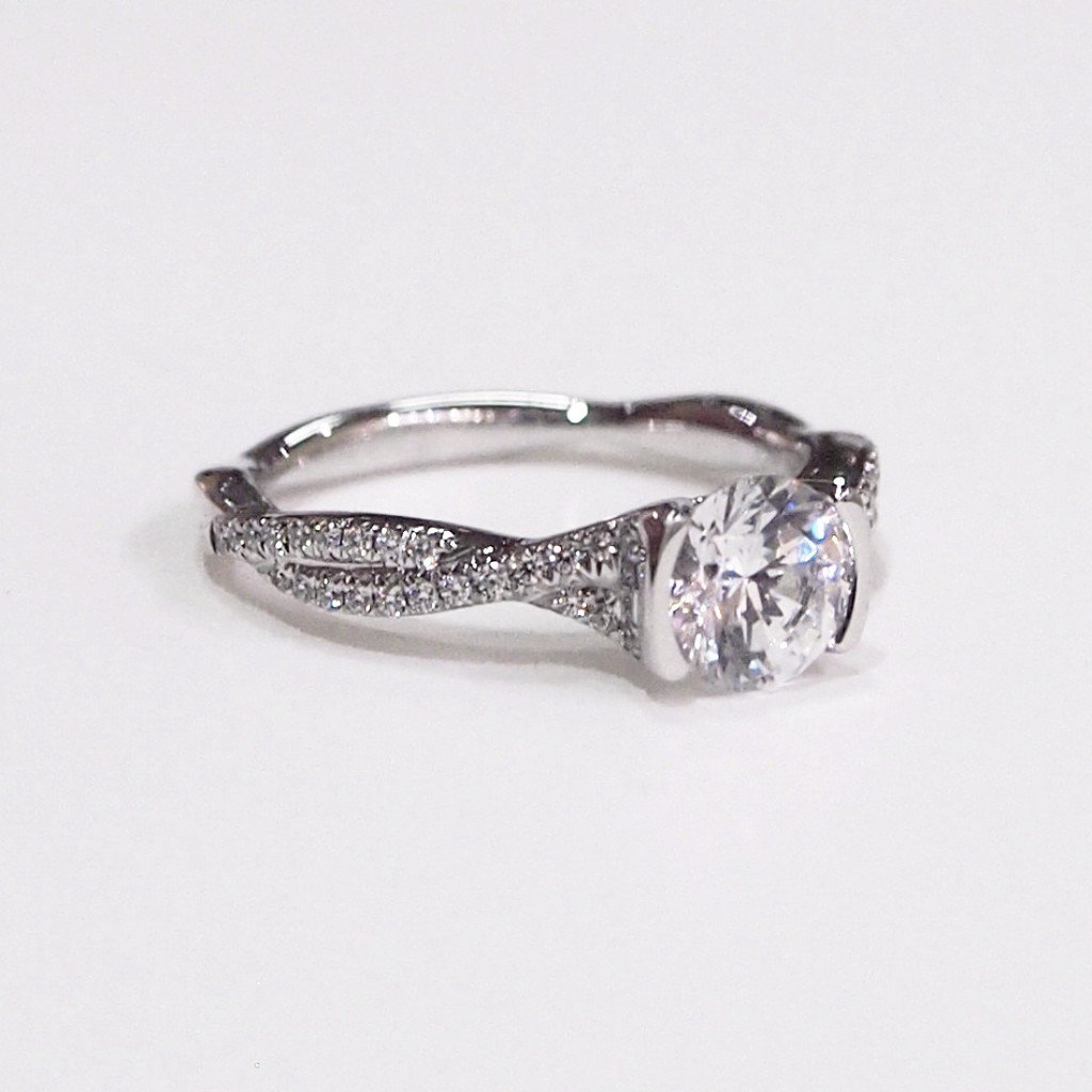Lazare Kaplan 18K White Gold Half-Bezel Diamond "Twist" Engagement Ring
