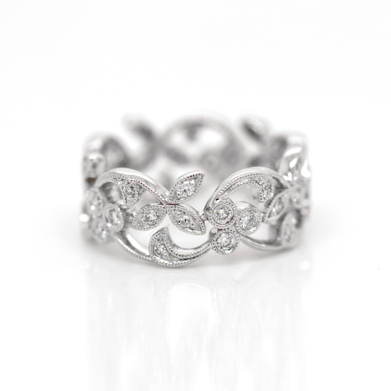 Platinum Lace Diamond Eternity Wedding Band