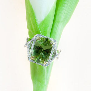 One Of A Kind 18K Two Tone Chrysoberyl And Diamond Ring