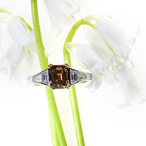 Platinum And 18K Yellow Gold Contemporary Cognac Diamond Engagement Ring