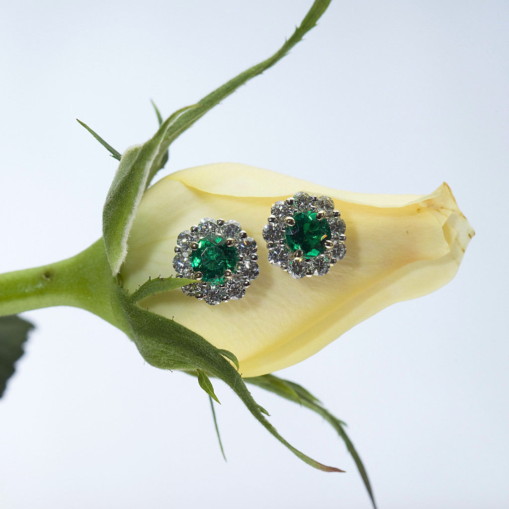 Emerald and Diamond Semi-Mount Earrings