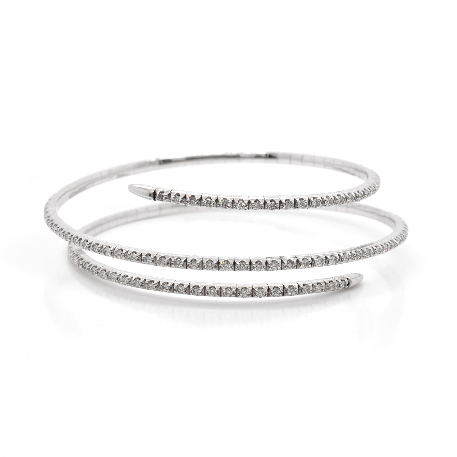 14K White Gold Diamond Flex Bangle