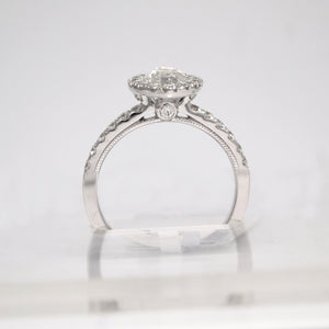 14K White Gold Marquis Diamond Halo Engagement Ring