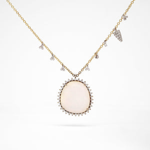 14K Two-Tone Calcedony, Mother of Pearl, And Diamond Necklace