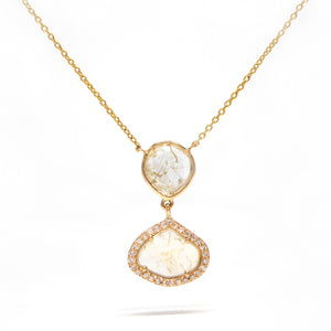 14K Yellow Gold Diamond Slice Necklace