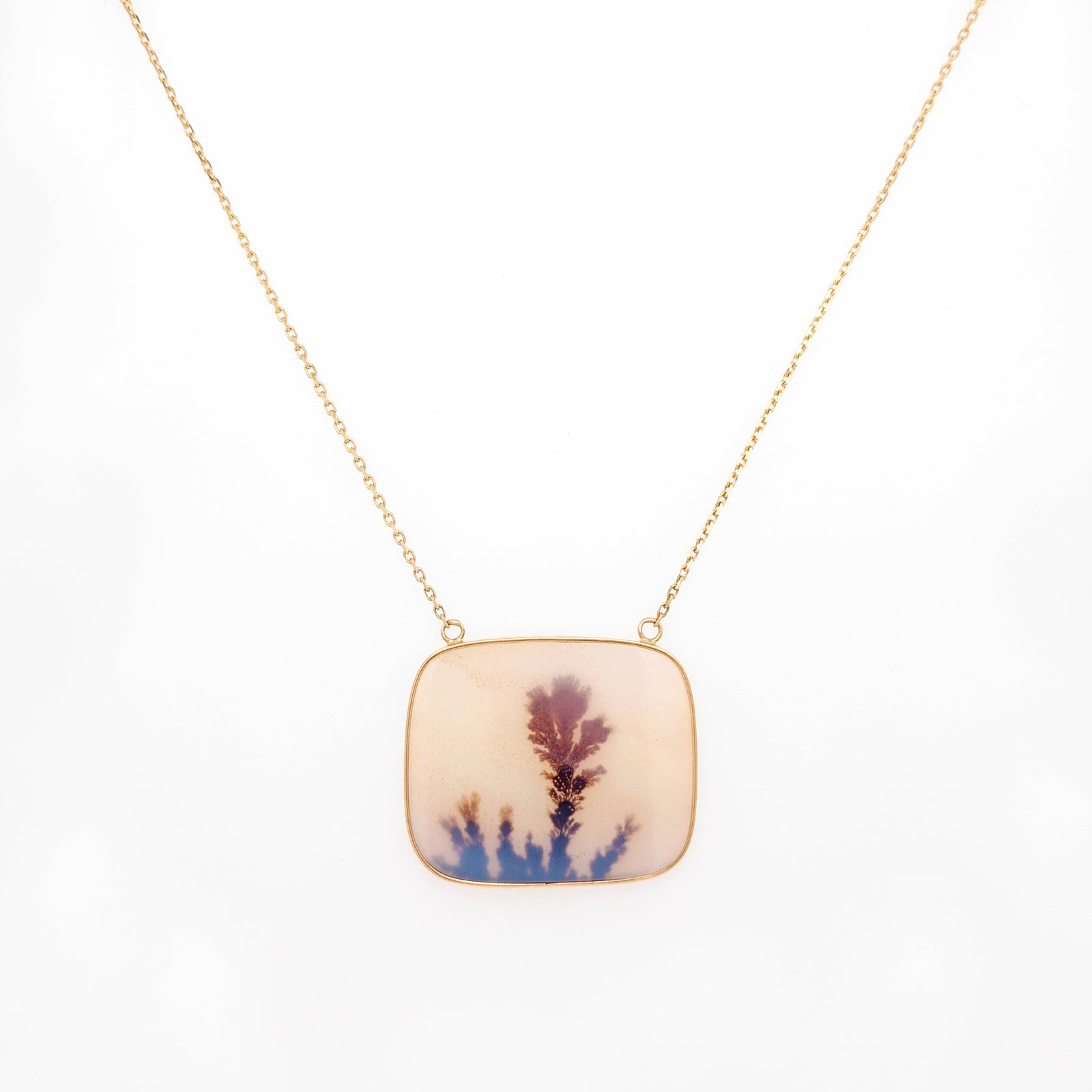 14K Yellow Gold Dendritic Quartz Necklace
