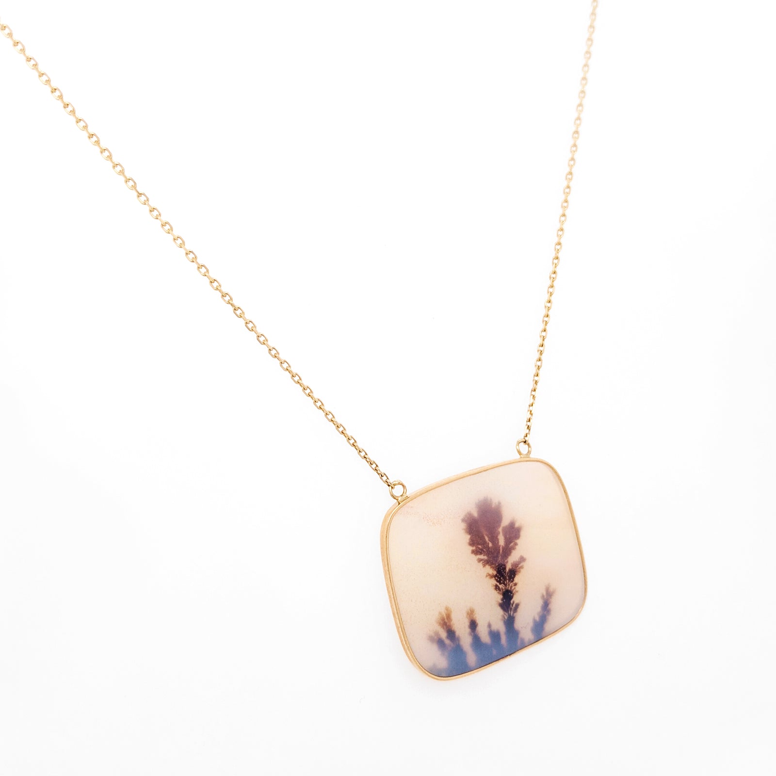 14K Yellow Gold Dendritic Quartz Necklace