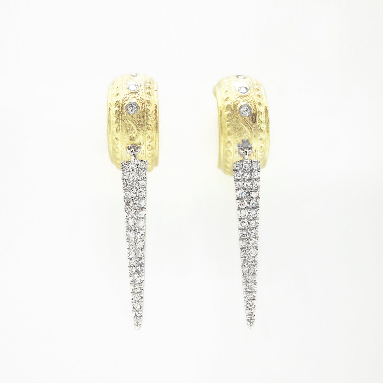 14K Yellow And White Gold Diamond Earrings