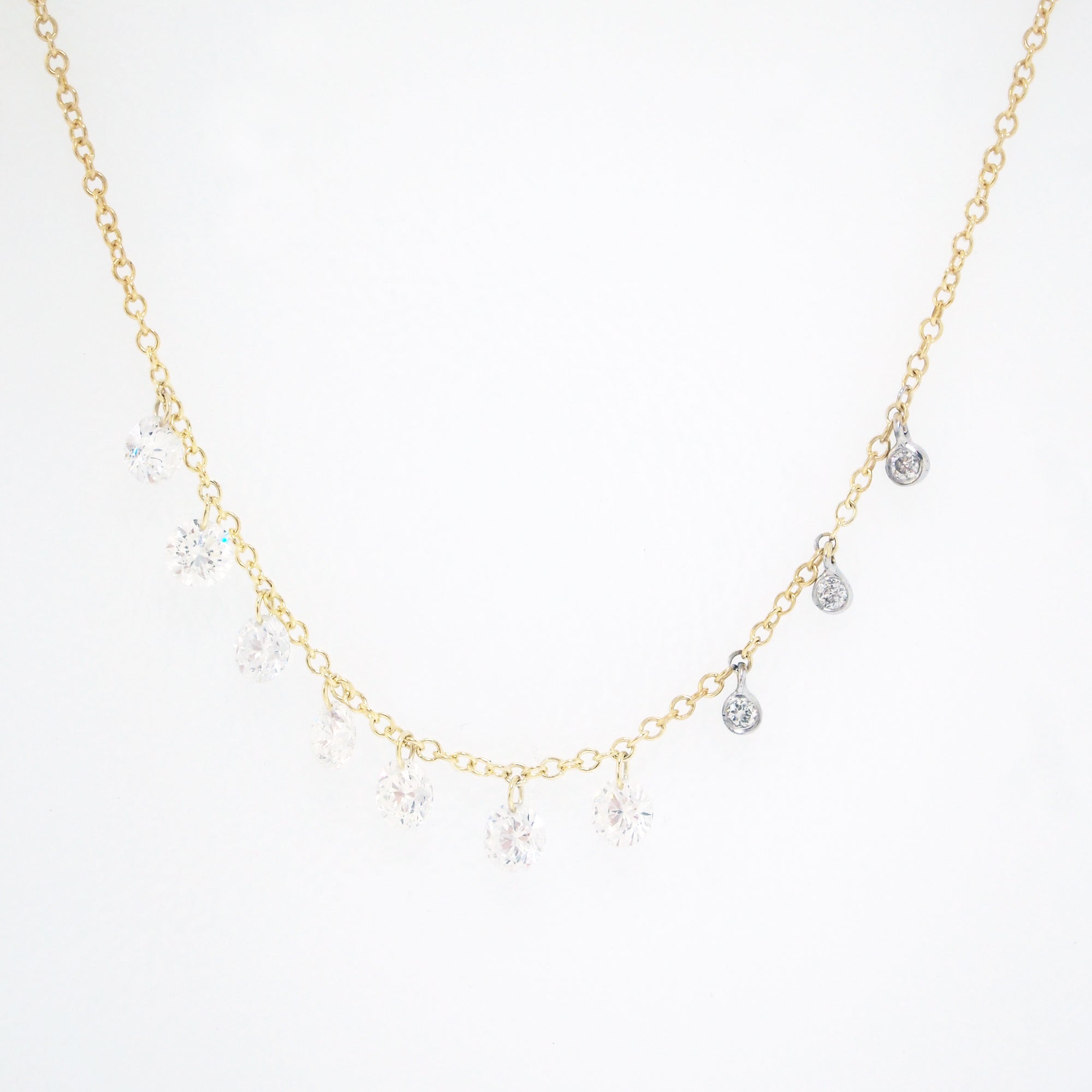 14K Two Tone Floating Diamond Necklace